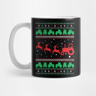 Christmas on the Farm Tractor Sleigh Ugly Christmas Sweater Mug